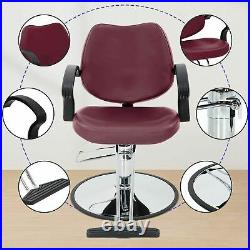 Salon Chair Barber Styling Chair Hydraulic Heavy Duty Swivel Chair BURGUNDY