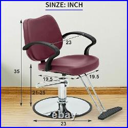 Salon Chair Barber Styling Chair Hydraulic Heavy Duty Swivel Chair BURGUNDY