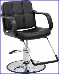 Salon Chair Hydraulic Barber Chair Swivel Hair Chair Heavy Duty Adjustable Black