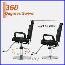 Salon Chair for Hair Stylist, Heavy Duty Hydraulic Reclining Barber Chair-400lbs