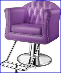 Salon Chair with Heavy Duty Hydraulic Pump Max Load Weight 440 lbs Purple M1
