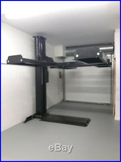 Single Post Hydraulic Vehicle Lift 4500 lb, Adjustable Deck, Low Profile Base