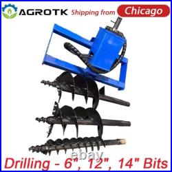 Skid Steer Hydraulic Heavy Duty Auger Frame Post Hole Digger With 6 & 12 & 14