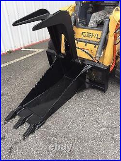 Skid Steer Hydraulic Stump Bucket with Thumb Universal Fit Heavy Duty