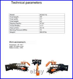Skid Steer Trencher Attachment 48 Heavy Duty Hydraulic Trencher Ditch AGT NEW