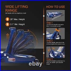 TCE 3 Ton Low Profile Floor Jack, Heavy Duty Hydraulic Steel Service Jack, Blue