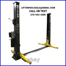 Titan PREMIER 9,000 lbs. 2-Post Auto Lift Floorplate Model, Asymmetric Arms