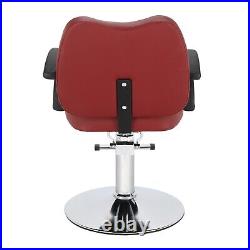 US Maroon Fireproof Heavy Duty Hydraulic Barber Chair Salon Beauty Spa Styling