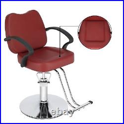 US Maroon Fireproof Heavy Duty Hydraulic Barber Chair Salon Beauty Spa Styling