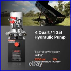 VEVOR 4 Quart Hydraulic Power Unit DC 12V Double Acting Hydraulic Pump Black