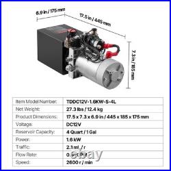 VEVOR 4 Quart Hydraulic Power Unit DC 12V Double Acting Hydraulic Pump Black VEVOR 4 Quart Hydraulic Power Unit DC 12V Double Acting Hydraulic Pump Black