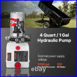 VEVOR 4 Quart Hydraulic Power Unit DC 12V Double Acting Hydraulic Pump White