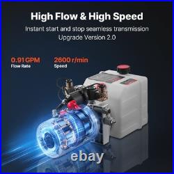 VEVOR 4 Quart Hydraulic Power Unit DC 12V Double Acting Hydraulic Pump White