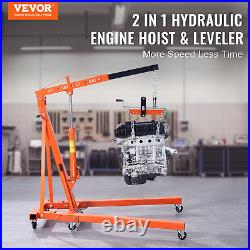 VEVOR Hydraulic Engine Hoist with Lever, 2 Ton/4400 LBS Heavy-duty Cherry Picker