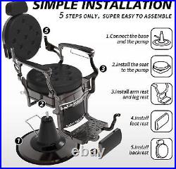 Vintage Barber Chair All Purpose Heavy Duty Hydraulic Recline Salon Beauty Chair