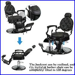 Vintage Barber Chair Heavy Duty Hydraulic Recline Salon Beauty Styling Chair