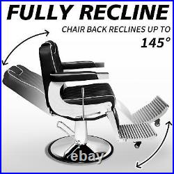 Vintage Barber Chair Heavy Duty Hydraulic Recline Salon Chair Classic Chairs