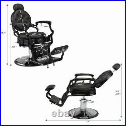 Vintage Barber Chair Heavy Duty Hydraulic Recline Salon Chair Styling Equipment