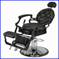 Vintage Barber Chair Heavy Duty Hydraulic Recline Salon Chair Styling Equipment