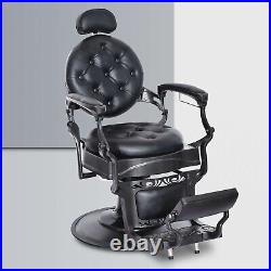 Vintage Barber Chair Heavy Duty Hydraulic Salon Chairs All Purpose Recline Black
