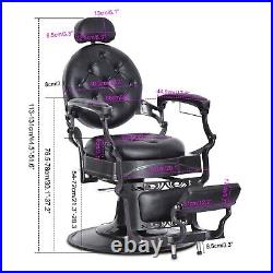 Vintage Barber Chair Heavy Duty Hydraulic Salon Chairs All Purpose Recline Black