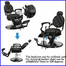 Vintage Barber Chair Heavy Duty Metal Adjustable Hydraulic Styling Equipment