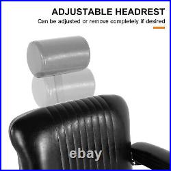 Vintage Black Heavy Duty Hydraulic Recliner Barber Chair Salon Hair Styling