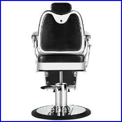 Vintage Black Reclining Barber Chair Heavy Duty Hydraulic Salon Station Superior