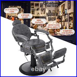 Vintage Gray Heavy Duty Hydraulic Barber Chair All Purpose Salon Beauty Stylings