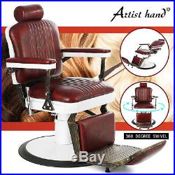 Vintage Hair Salon Hydraulic Recline Barber Chair Heavy Duty White Retro Base