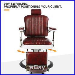 Vintage Hair Salon Hydraulic Recline Barber Chair Heavy Duty White Retro Base