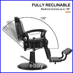 Vintage HeavyDuty Recline Hydraulic Barber Chair All Purpose Salon BeautyStyling