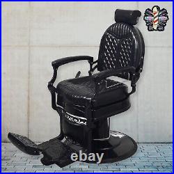Vintage Heavy Duty Hydraulic Barber Chair All Purpose Reclining All Black