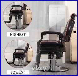 Vintage Heavy Duty Hydraulic Barber Chair All Purpose Reclining Black/Red