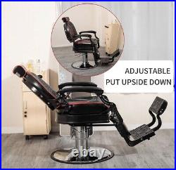 Vintage Heavy Duty Hydraulic Barber Chair All Purpose Reclining Black/Red