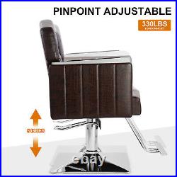 Vintage Heavy Duty Hydraulic Barber Chair Alligator Pattern Salon Beauty Styling