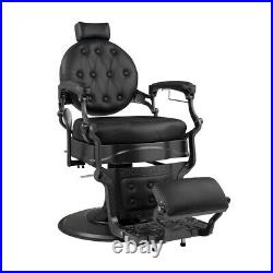 Vintage Style Heavy Duty Hydraulic Recline Barber Chair with Tufted Back Black