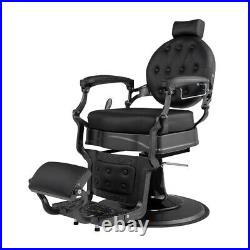 Vintage Style Heavy Duty Hydraulic Recline Barber Chair with Tufted Back Black