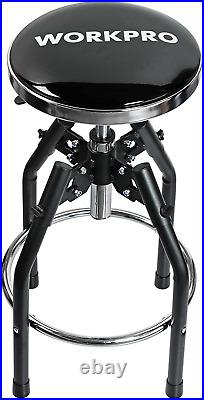 WORKPRO Heavy Duty Adjustable Hydraulic Shop Stool, Black