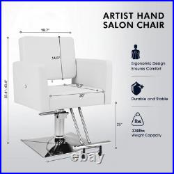 White Heavy Duty Hydraulic Barber Chair Hair Stylist Salon Beauty