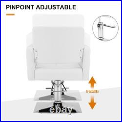 White Heavy Duty Hydraulic Barber Chair Hair Stylist Salon Beauty