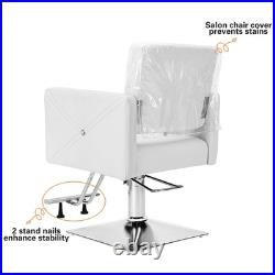 White Heavy Duty Hydraulic Barber Chair Hair Stylist Salon Beauty